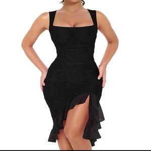 Elegant Black Ruffled Dress